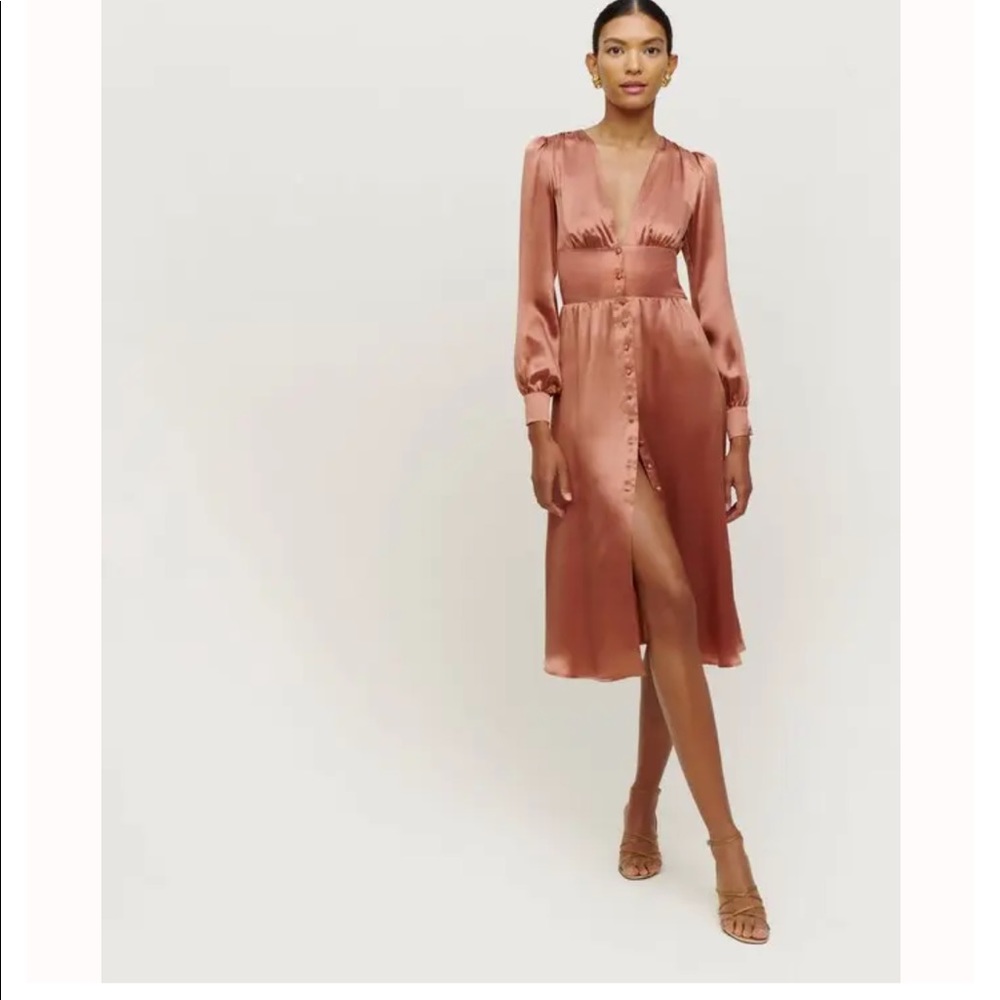 Reformation Nicola Dress Silk Praline
